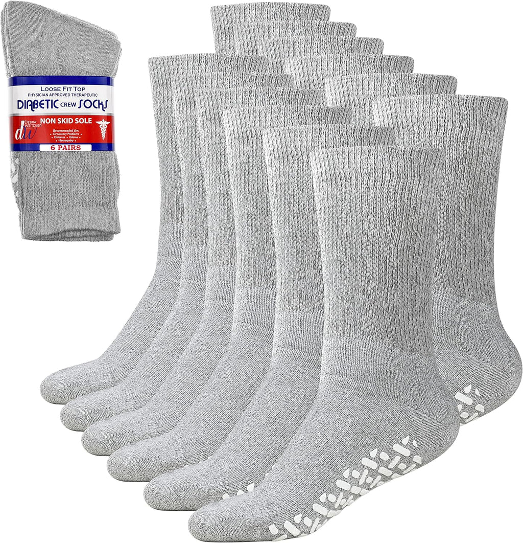 Debra Weitzner Non-Binding Diabetic Socks front view showing grey cotton texture.