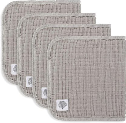 Parker Baby Muslin Cotton Burp Cloths in neutral gray folded stack