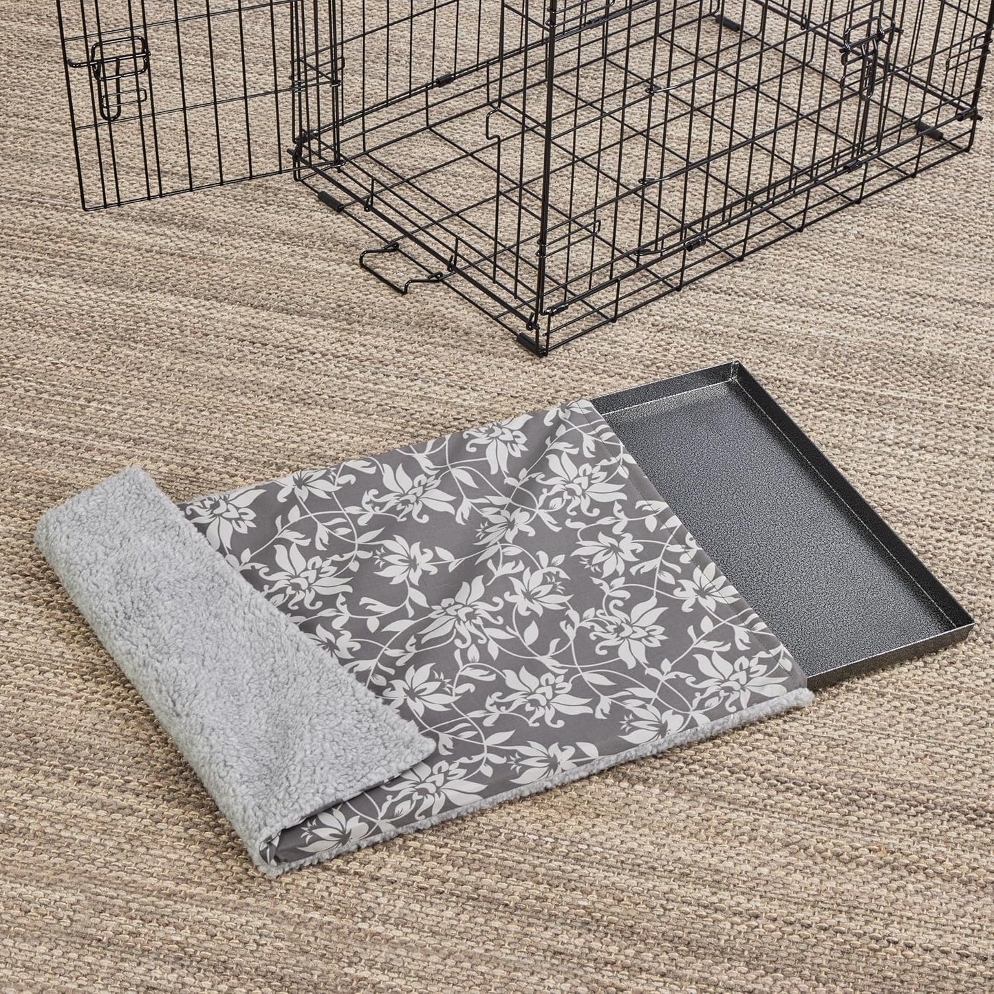 MidWest Homes for Pets Midwest Quiet Time Reversible Crate Pan Cover 30' Mushroom Diamond/Fleece - Image 11