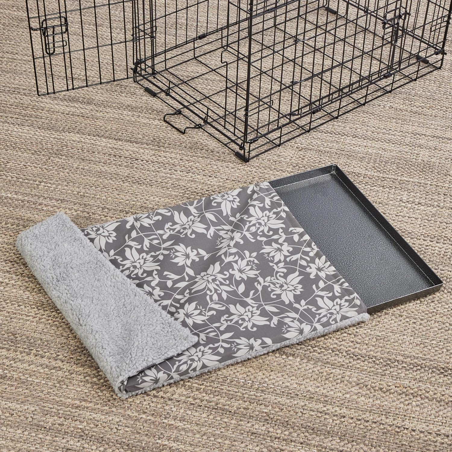 MidWest Homes for Pets Midwest Quiet Time Reversible Crate Pan Cover 30' Mushroom Diamond/Fleece - Image 11