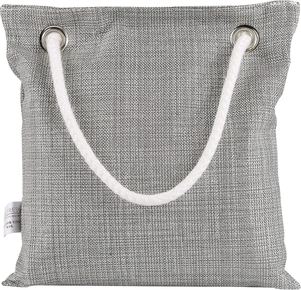 Close up of charcoal bag material and grommet detail