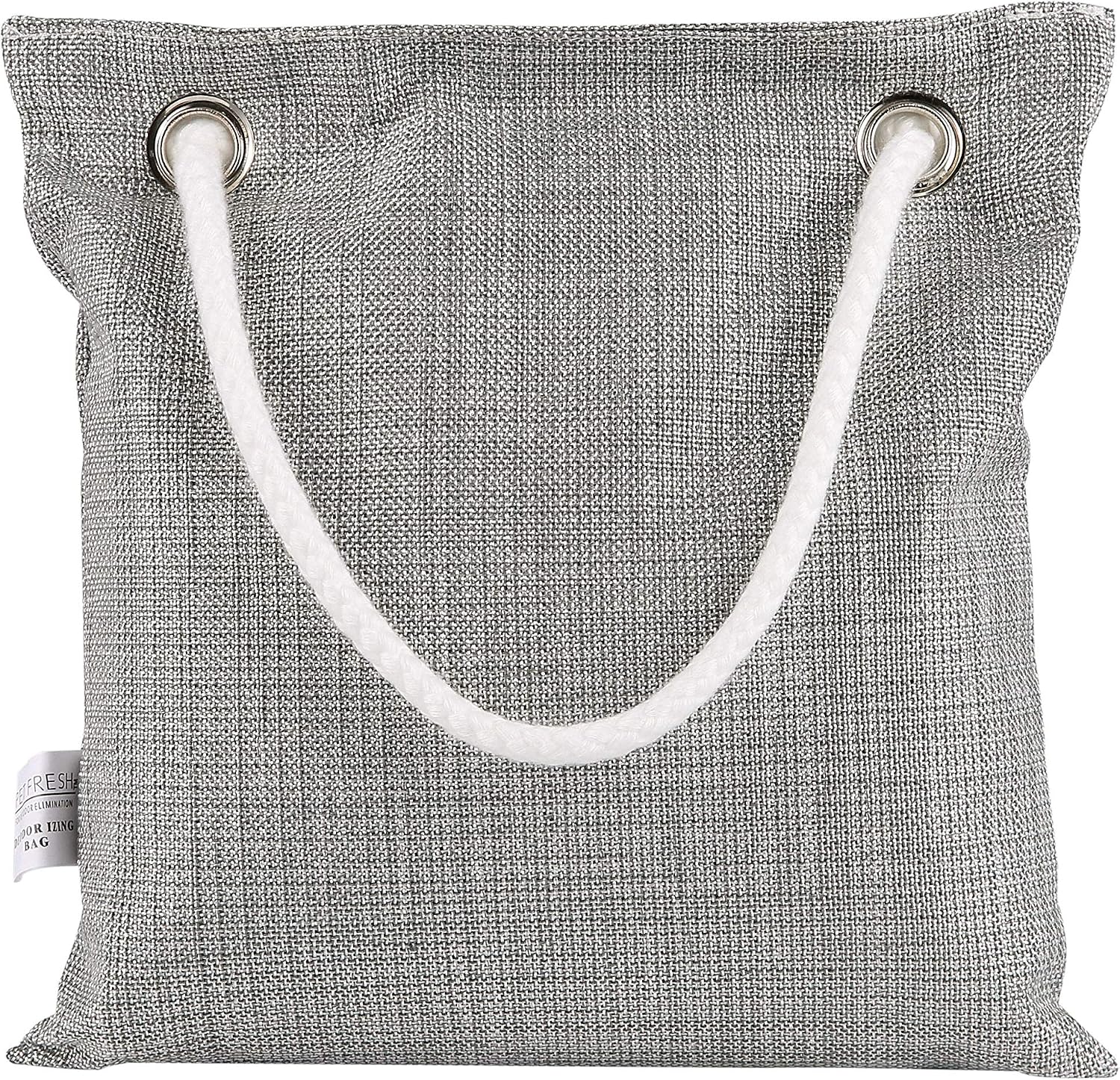 Close up of charcoal bag material and grommet detail