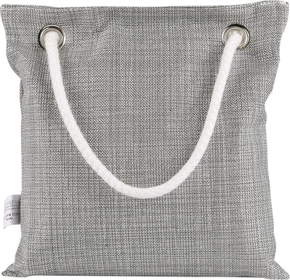 Close up of charcoal bag material and grommet detail