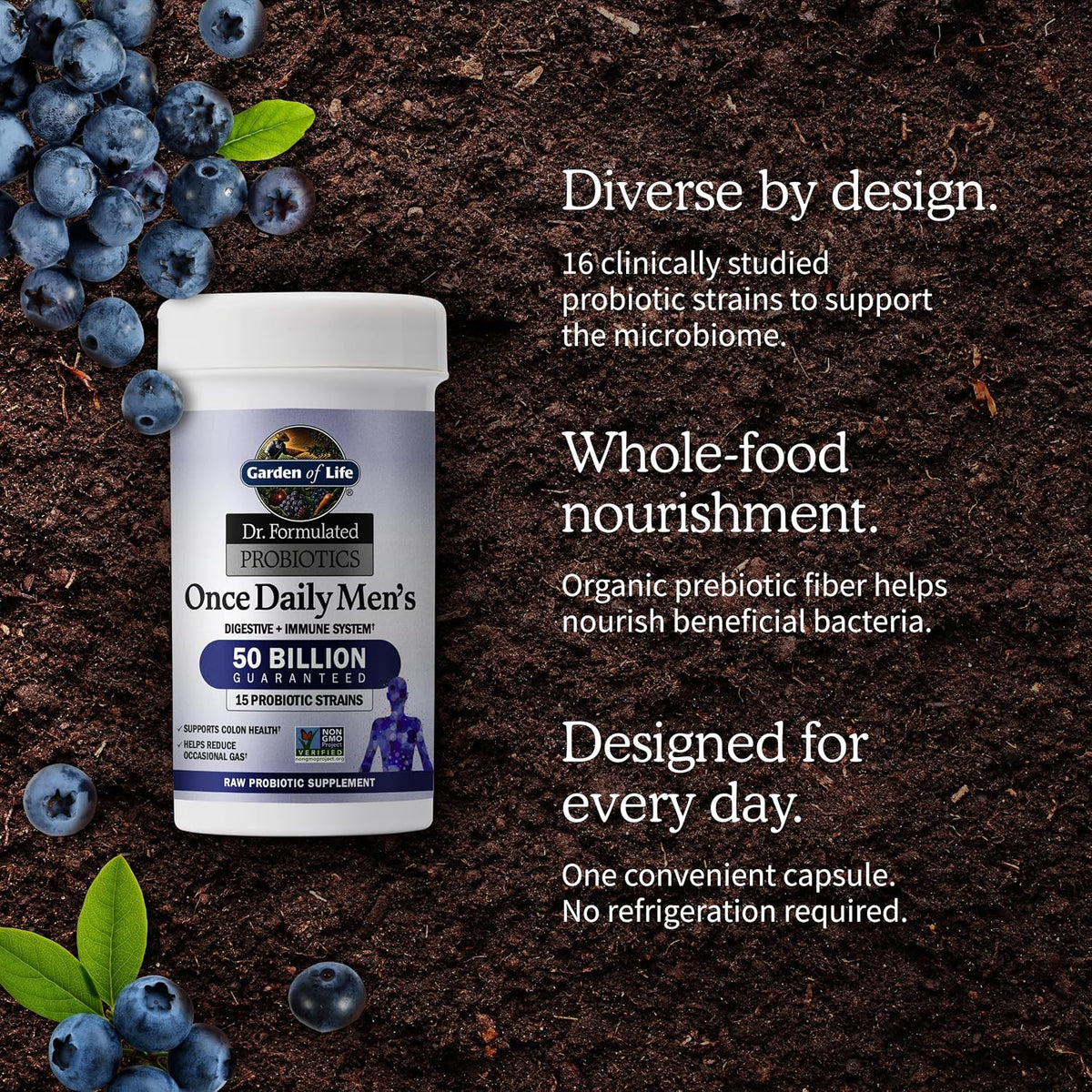 Garden of Life daily probiotic capsule supplement label details
