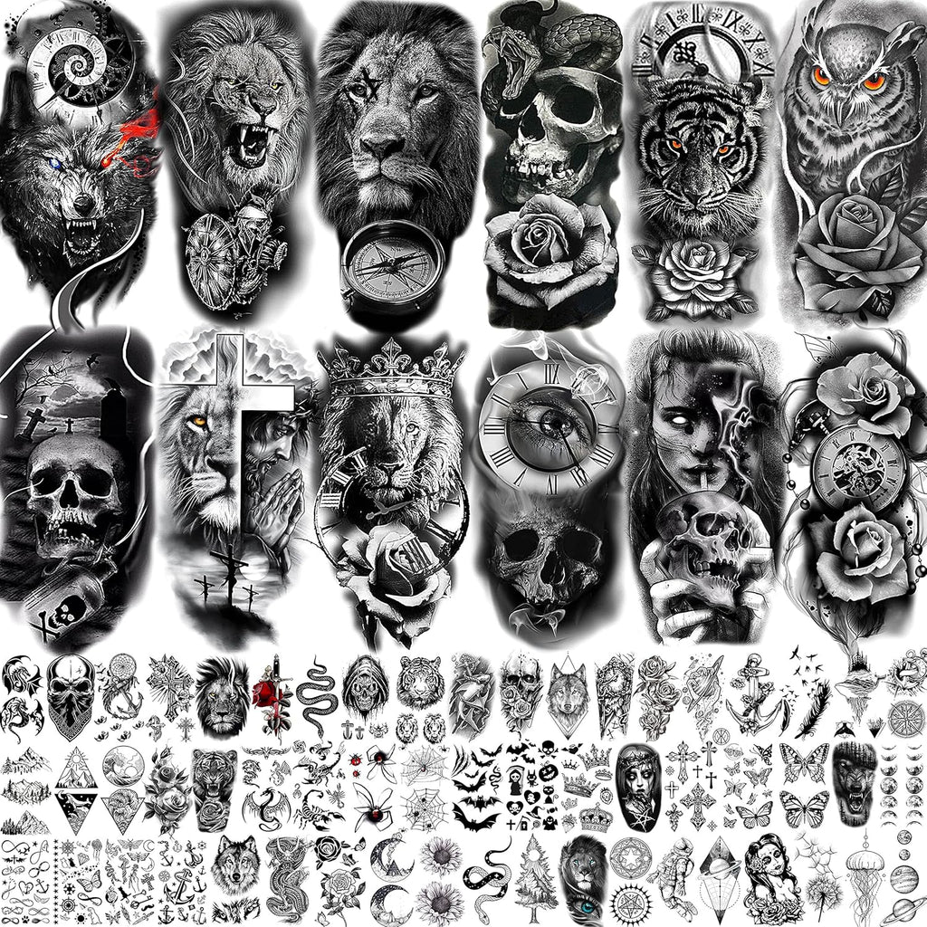 Coktak 68 sheets large half arm sleeve temporary tattoos front view