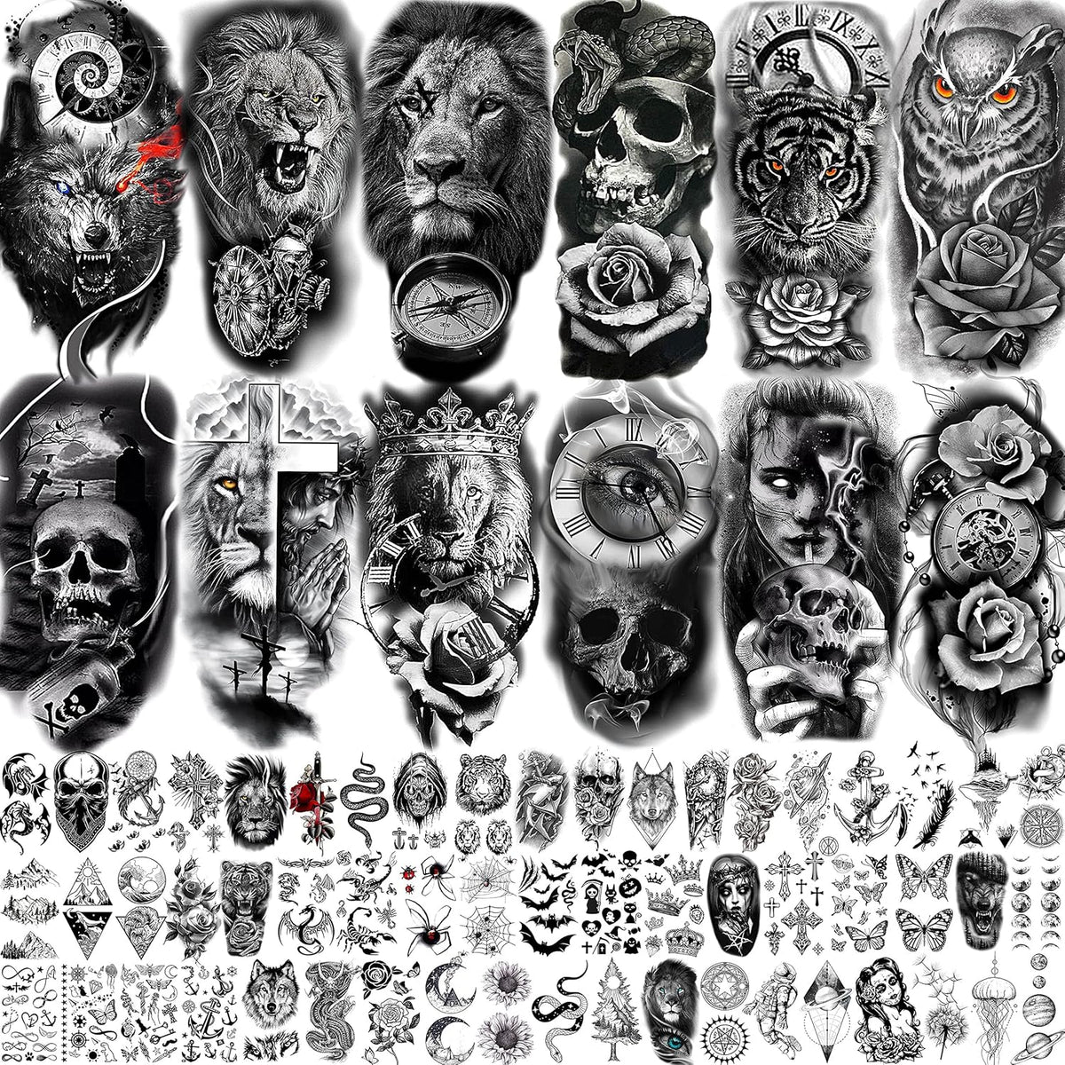 Coktak 68 sheets large half arm sleeve temporary tattoos front view