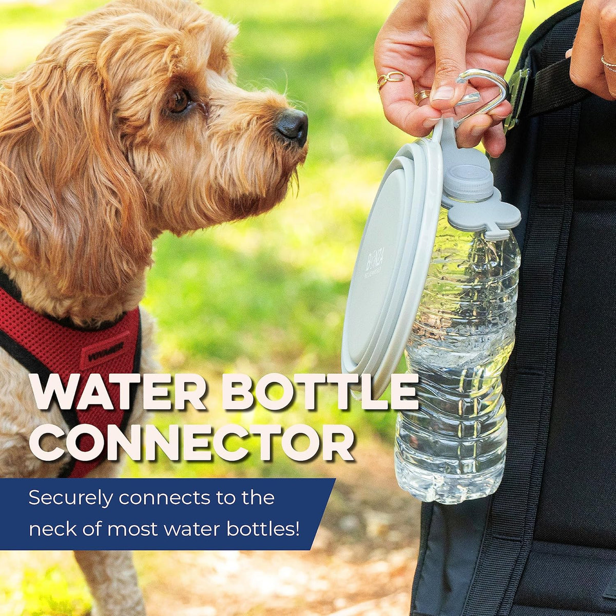 Bonza 33 Ounce collapsible dog dish being filled with water