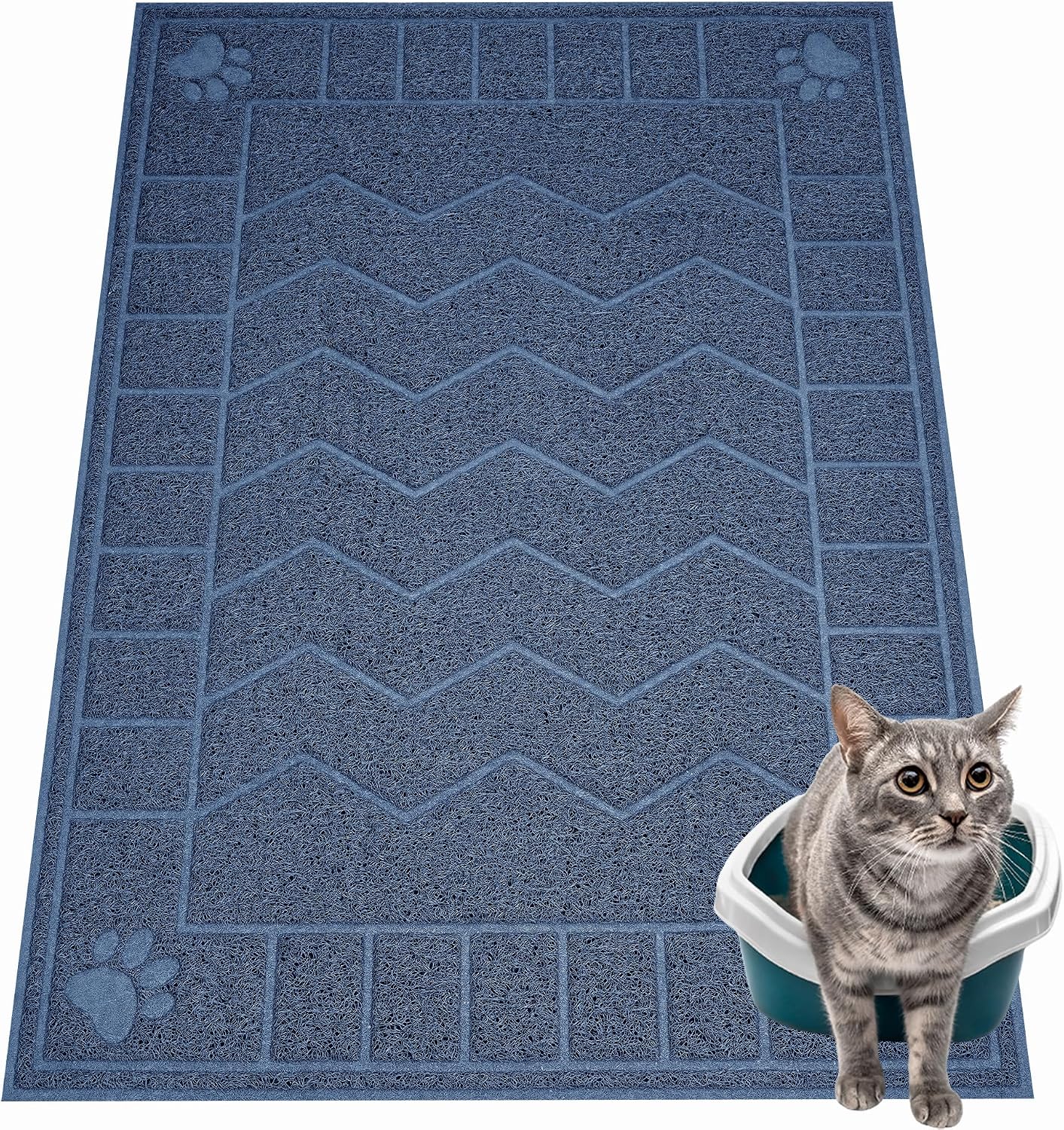 Cat Litter Box Mat, 35" x 24" Large Kitty Litter Trapping Mat Keep Floor Clean, Litter Box Mat Scatter Control, Waterproof, Easy to Clean, Durable Large Size Litter Mats for Floor - Image 13