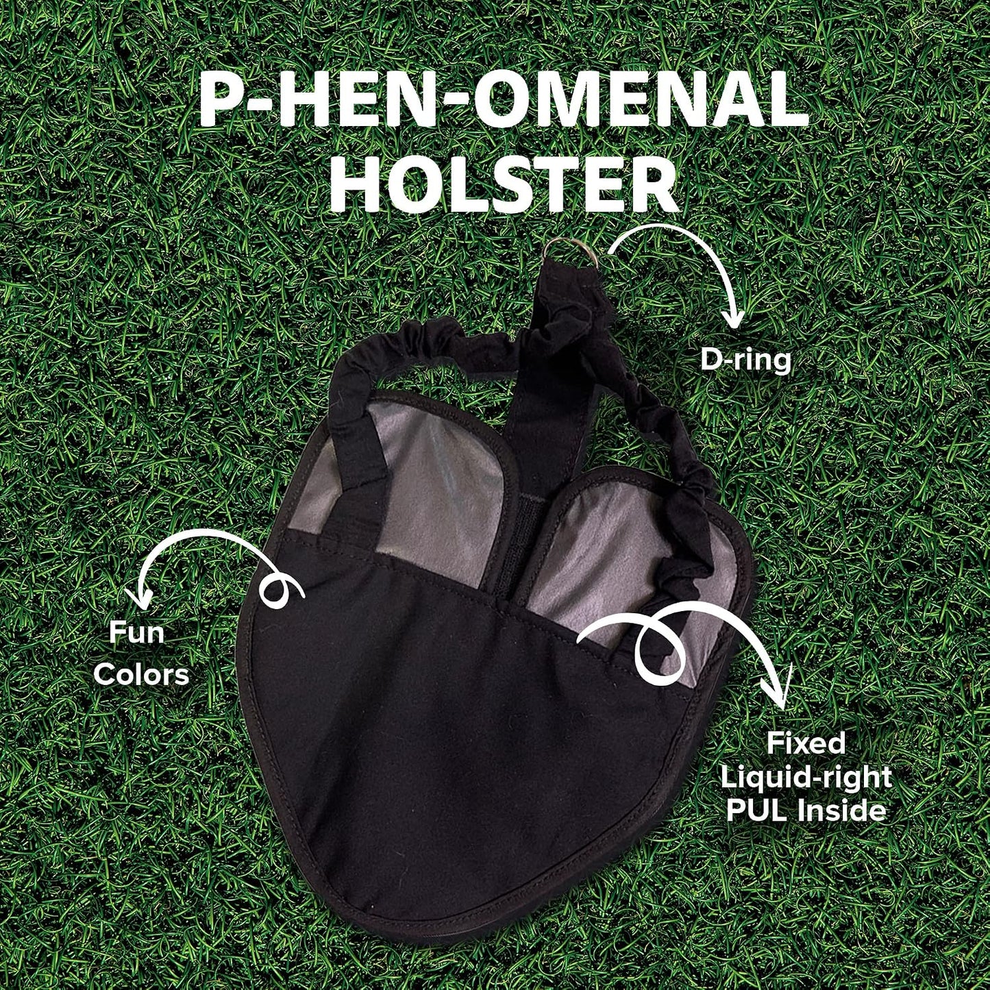 Hen Holster chicken harness showing leak proof sewn in liner