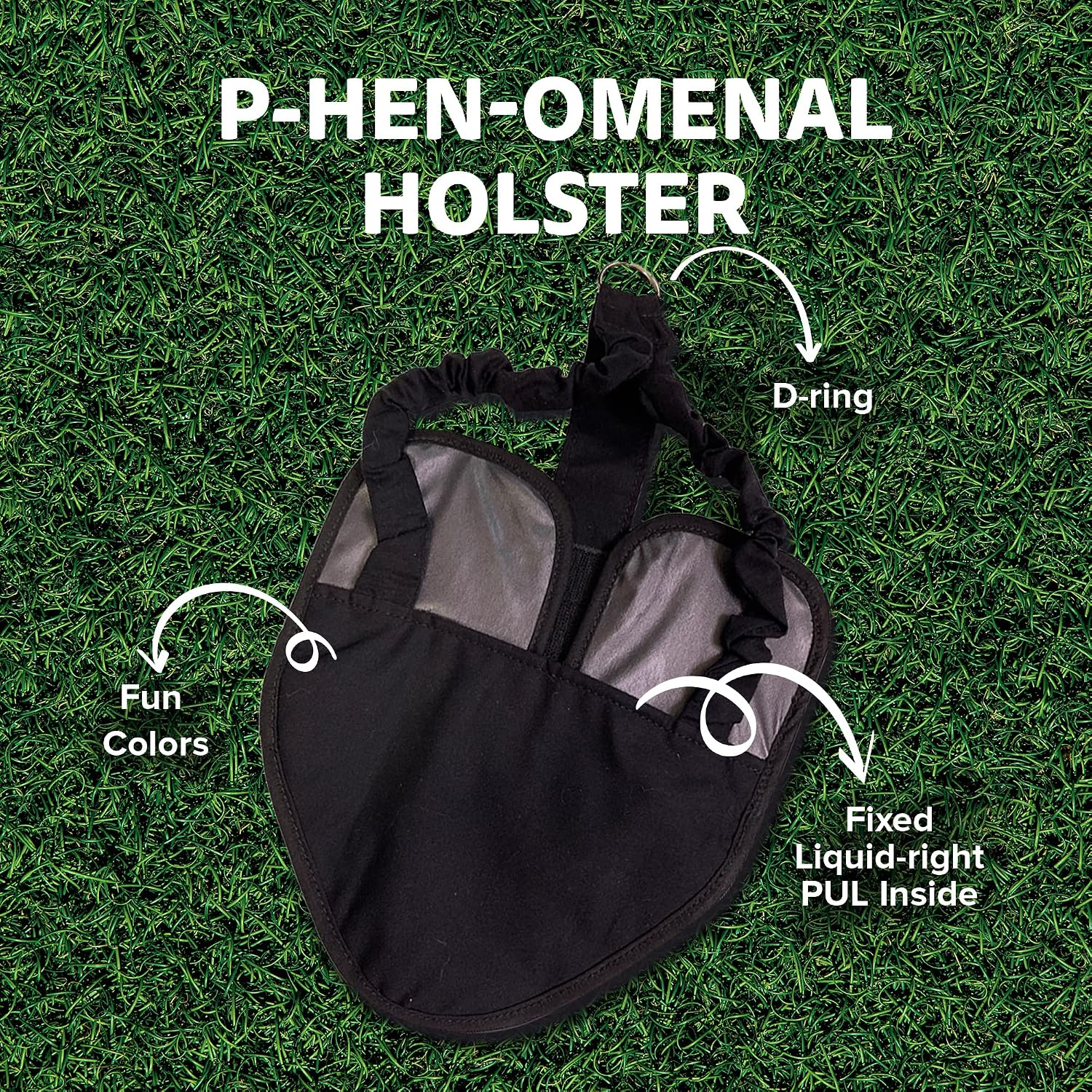 Hen Holster chicken harness showing leak proof sewn in liner