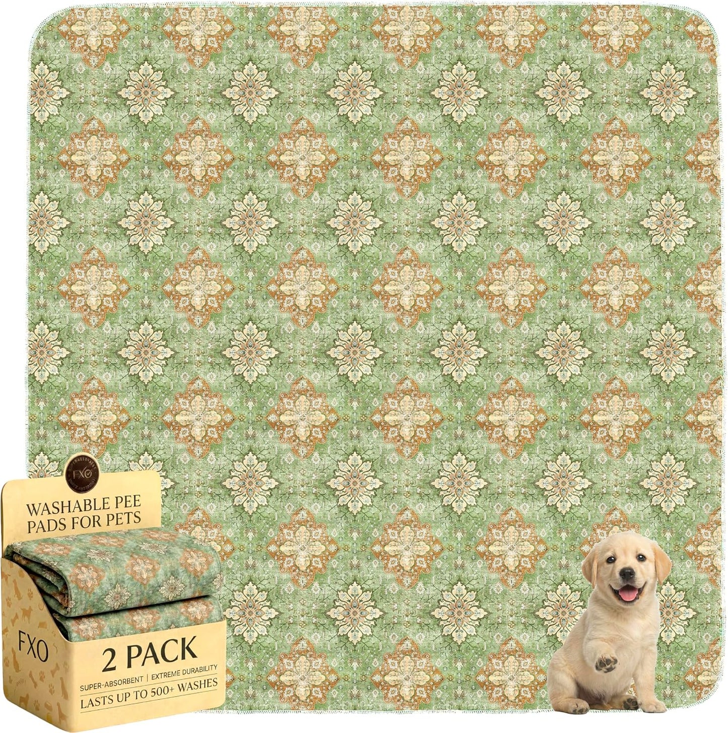 Washable Pee Pads for Dogs,Great Urine Absorbent Reusable Puppy Training Pads,Waterproof,Leak-Proof & Non-Slip Potty Pads for Whelping,Crate,Playpen,Bed.(Green Floral,18"x24") - Image 12