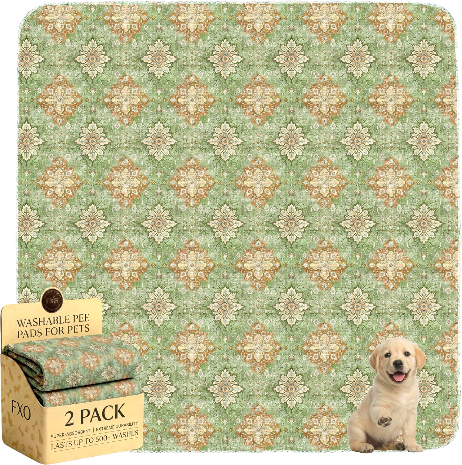 Washable Pee Pads for Dogs,Great Urine Absorbent Reusable Puppy Training Pads,Waterproof,Leak-Proof & Non-Slip Potty Pads for Whelping,Crate,Playpen,Bed.(Green Floral,18"x24") - Image 12