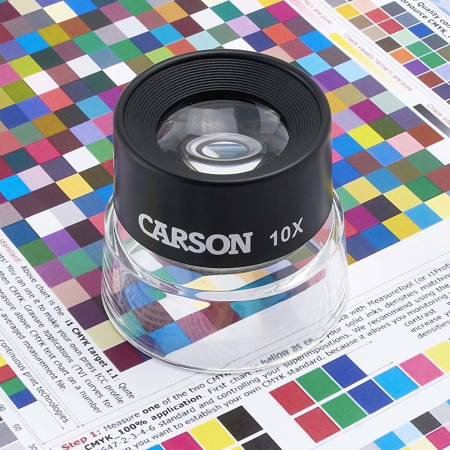 Carson pre-focused dual lens loupe close up detailing the 1 inch lens diameter