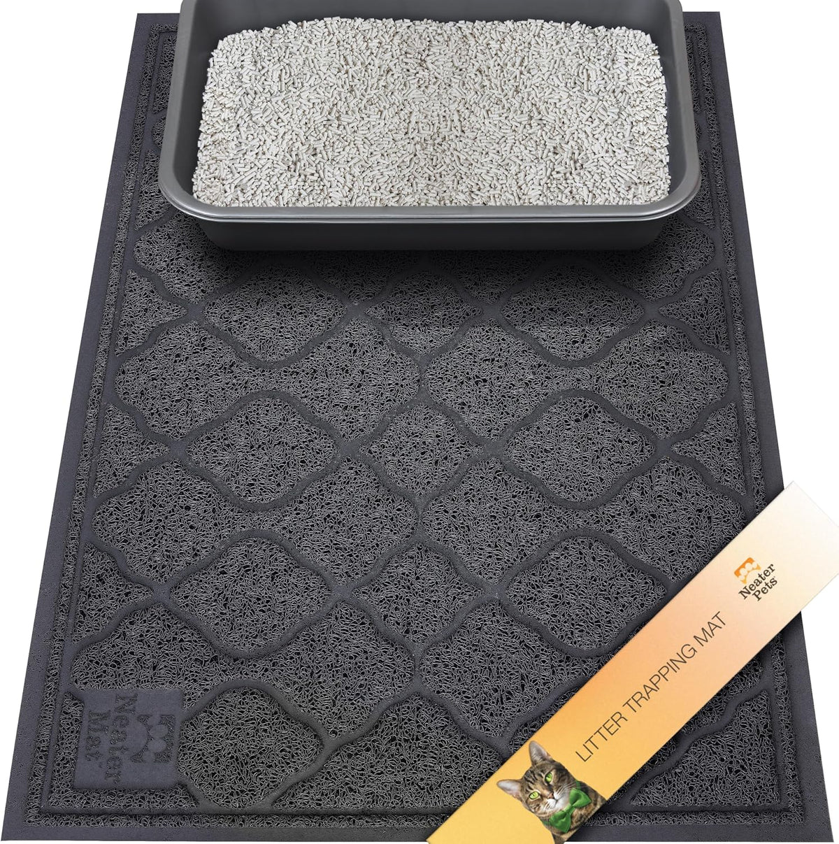 Neater Pets Neater Mat Cat Litter Mat, Thick & Durable Cat Mat for Litter Box, Trapper Pad Catches Mess to Protect Indoor Floors, Soft on Kitty Paws, Anti-Skid Grip Backing, Easy to Clean, Grey - Image 14