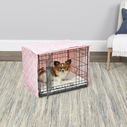 Teflon fabric protector dog crate cover pink print close up