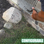 Outdoor yard application of Tapix cat scat mat preventing animal digging