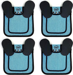 Group of four chicken saddles displayed for backyard poultry care