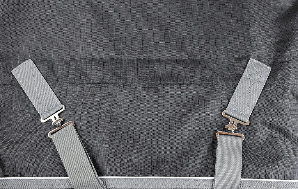 T TEKE durable horse blanket layout displaying the complete size range adjustments.