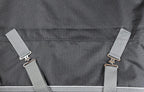 T TEKE durable horse blanket layout displaying the complete size range adjustments.