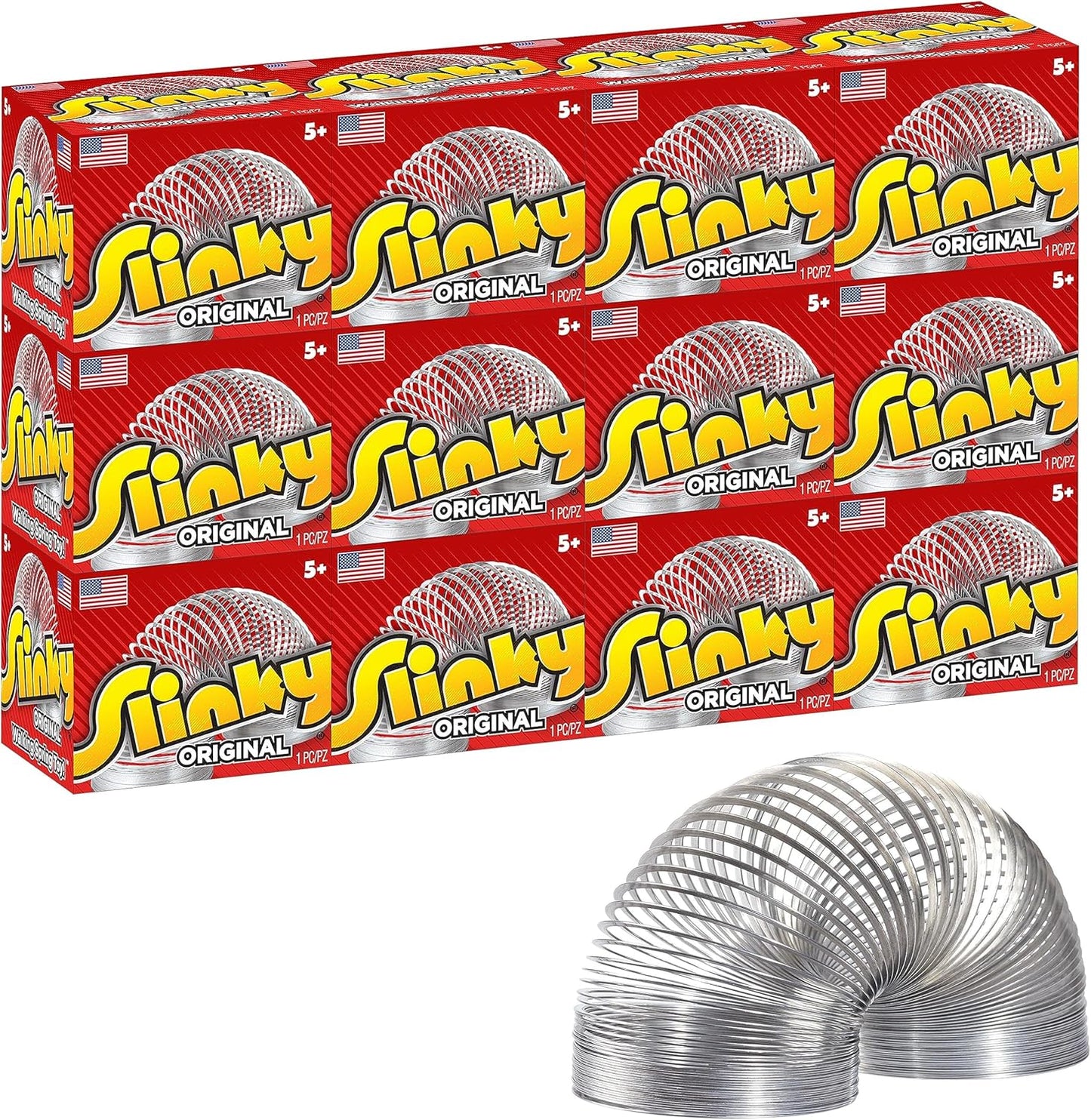 Slinky Just Play Classic Metal Toy 12 Pack front view packaging