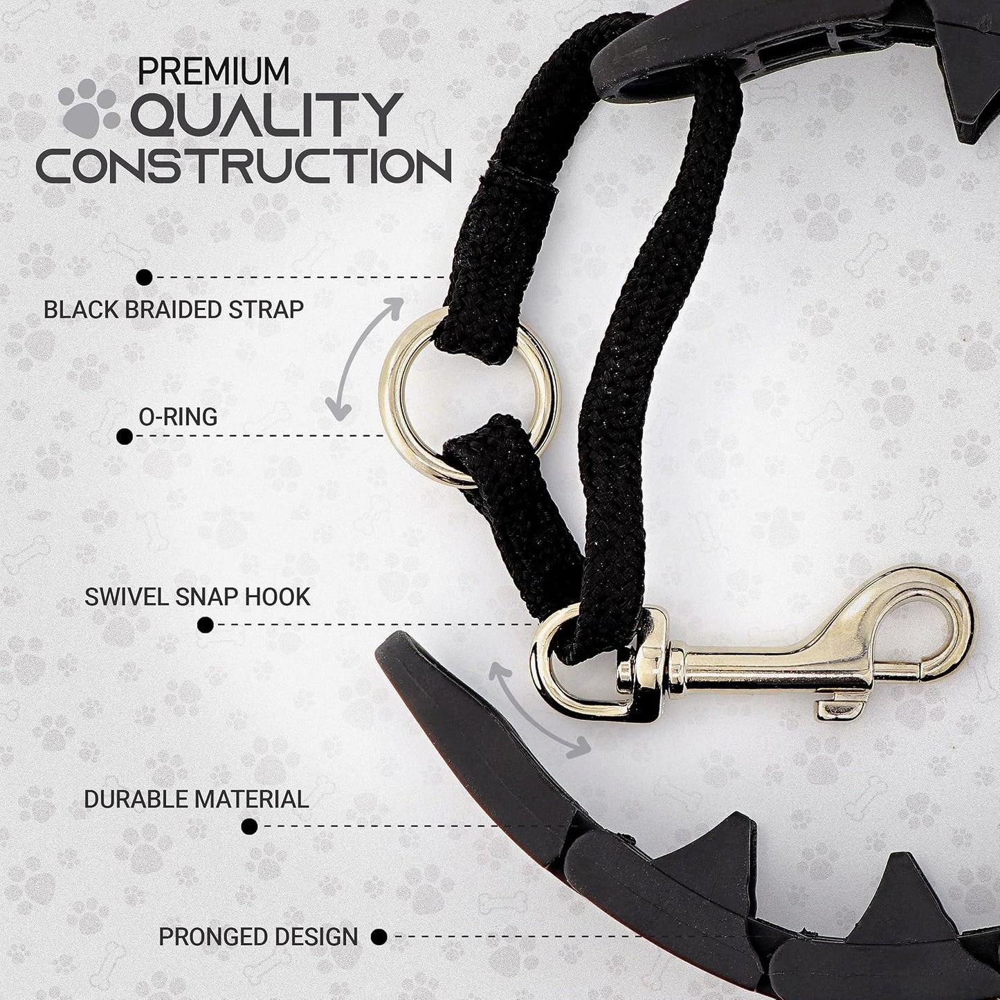 RamPro no barking dog collar laid flat to demonstrate the seven levels vibration module packaging.