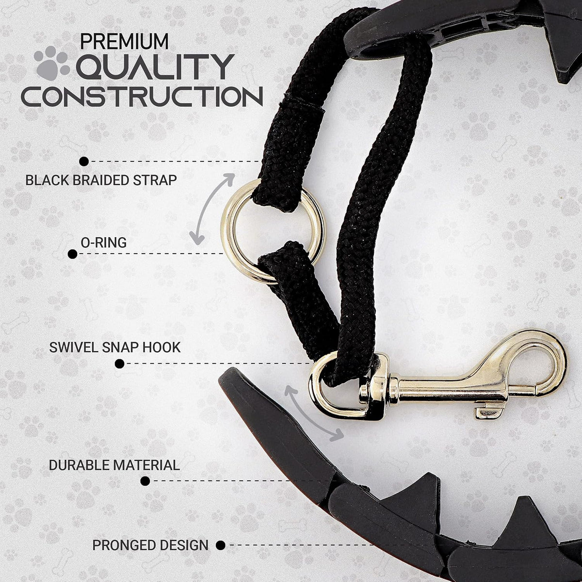 RamPro no barking dog collar laid flat to demonstrate the seven levels vibration module packaging.