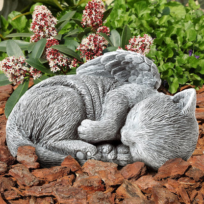 Hand-painted faux stone texture of cat memorial statue