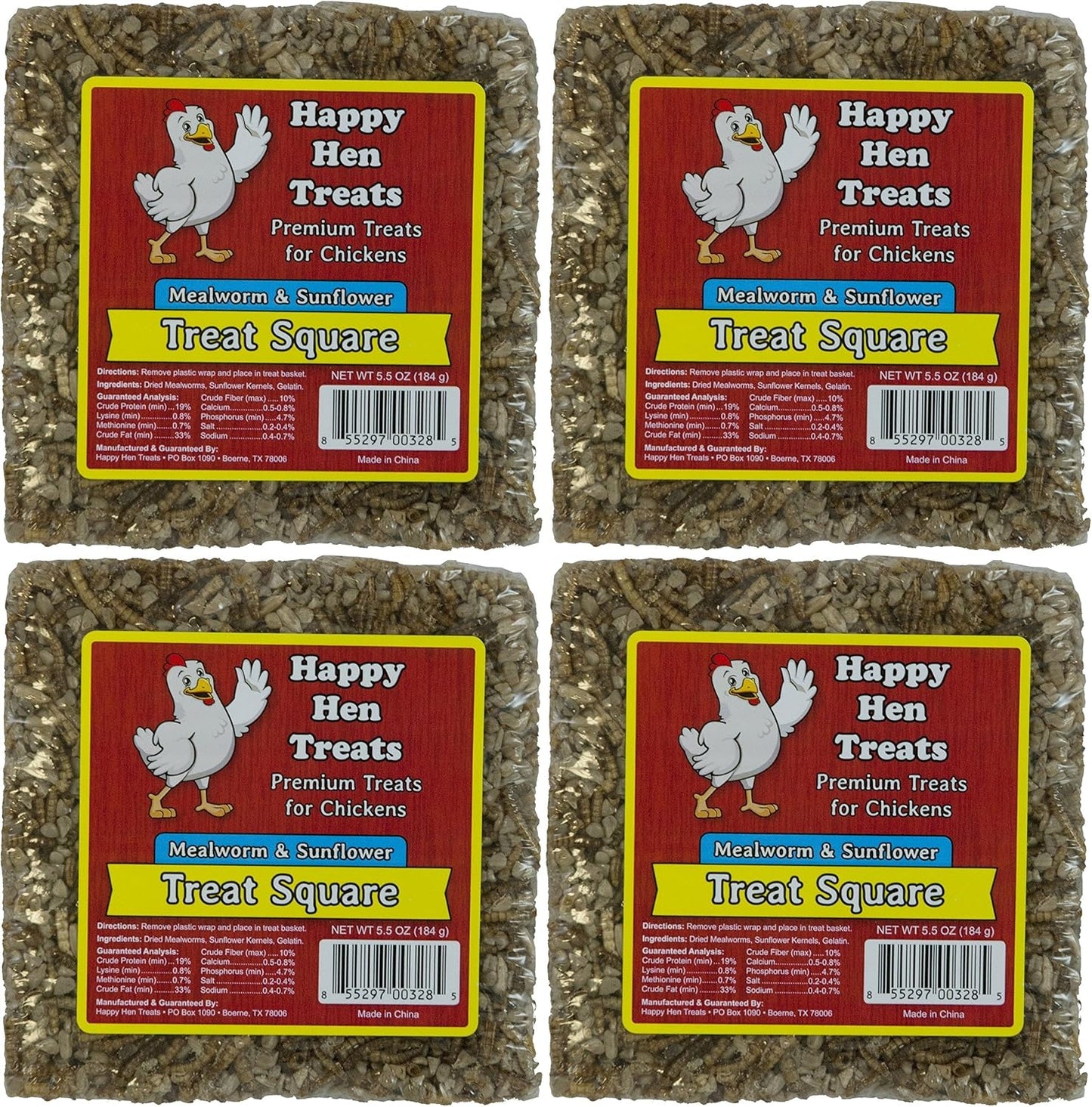 Happy Hen Treats Mealworm and Sunflower treat 4 pack front view for chickens