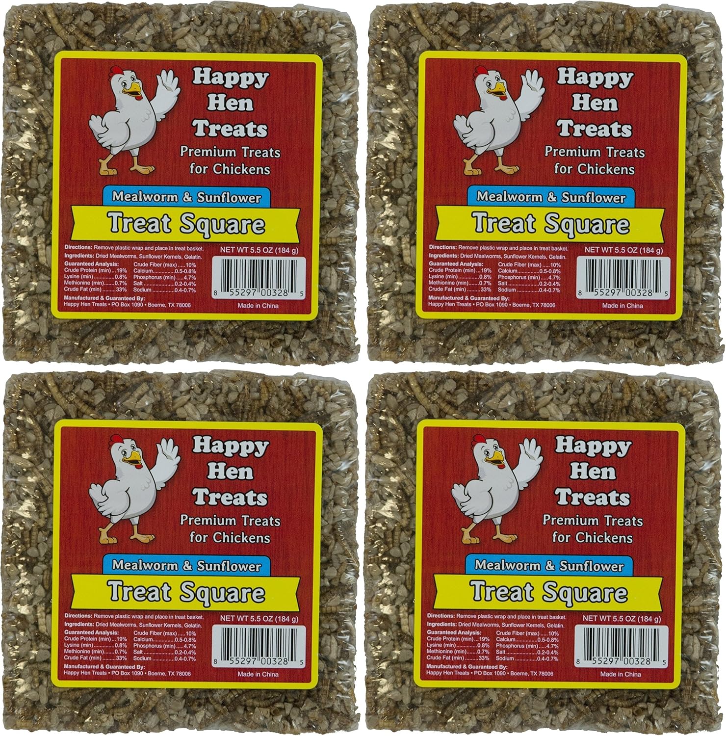 Happy Hen Treats Mealworm and Sunflower treat 4 pack front view for chickens