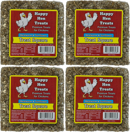 Happy Hen Treats Mealworm and Sunflower treat 4 pack front view for chickens