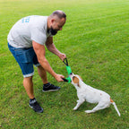 Bull Fit K9 dog bite tug toy showcasing the full 11.8 inch length dimensions.