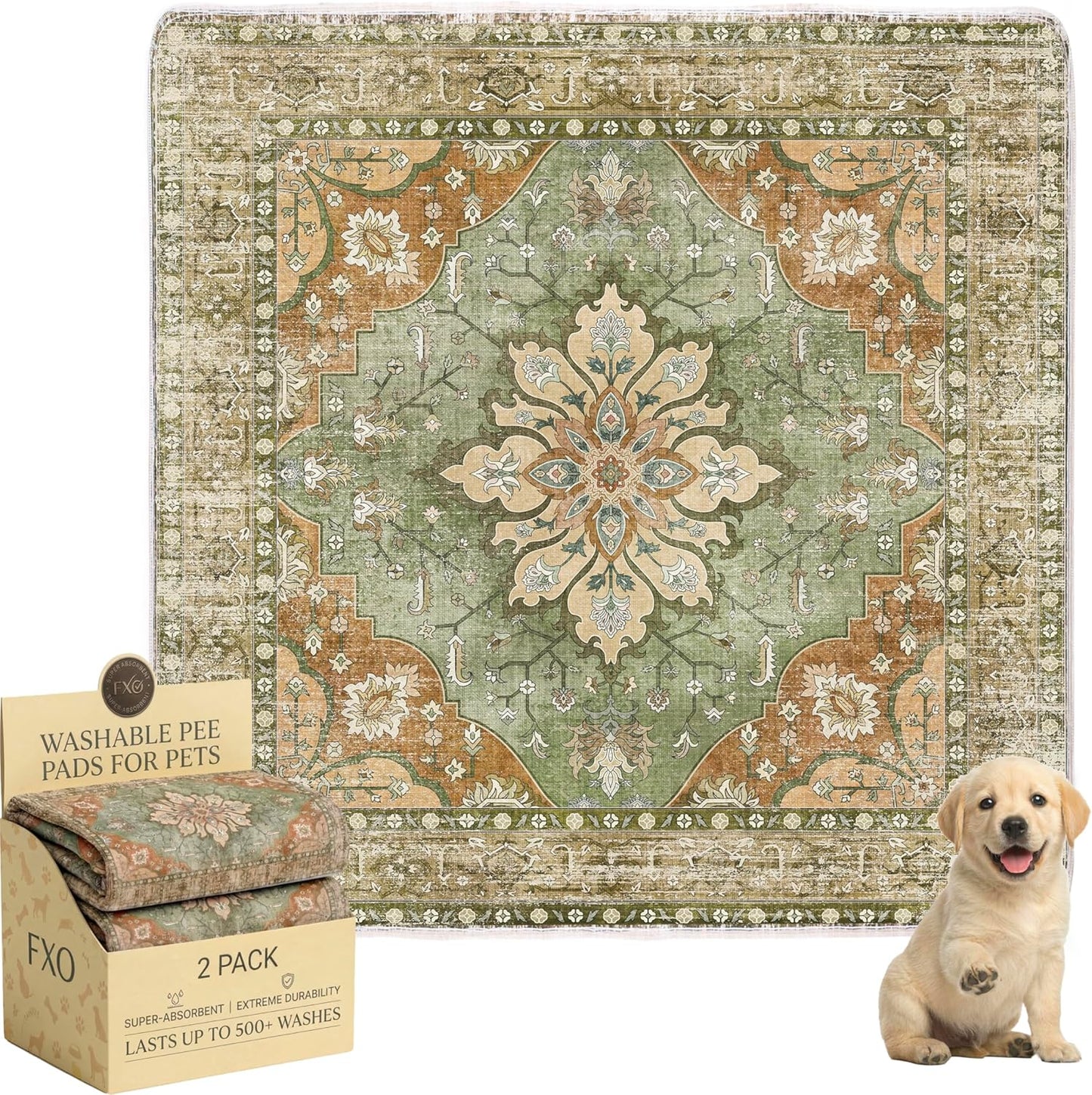 Washable dog pad folded for travel and storage
