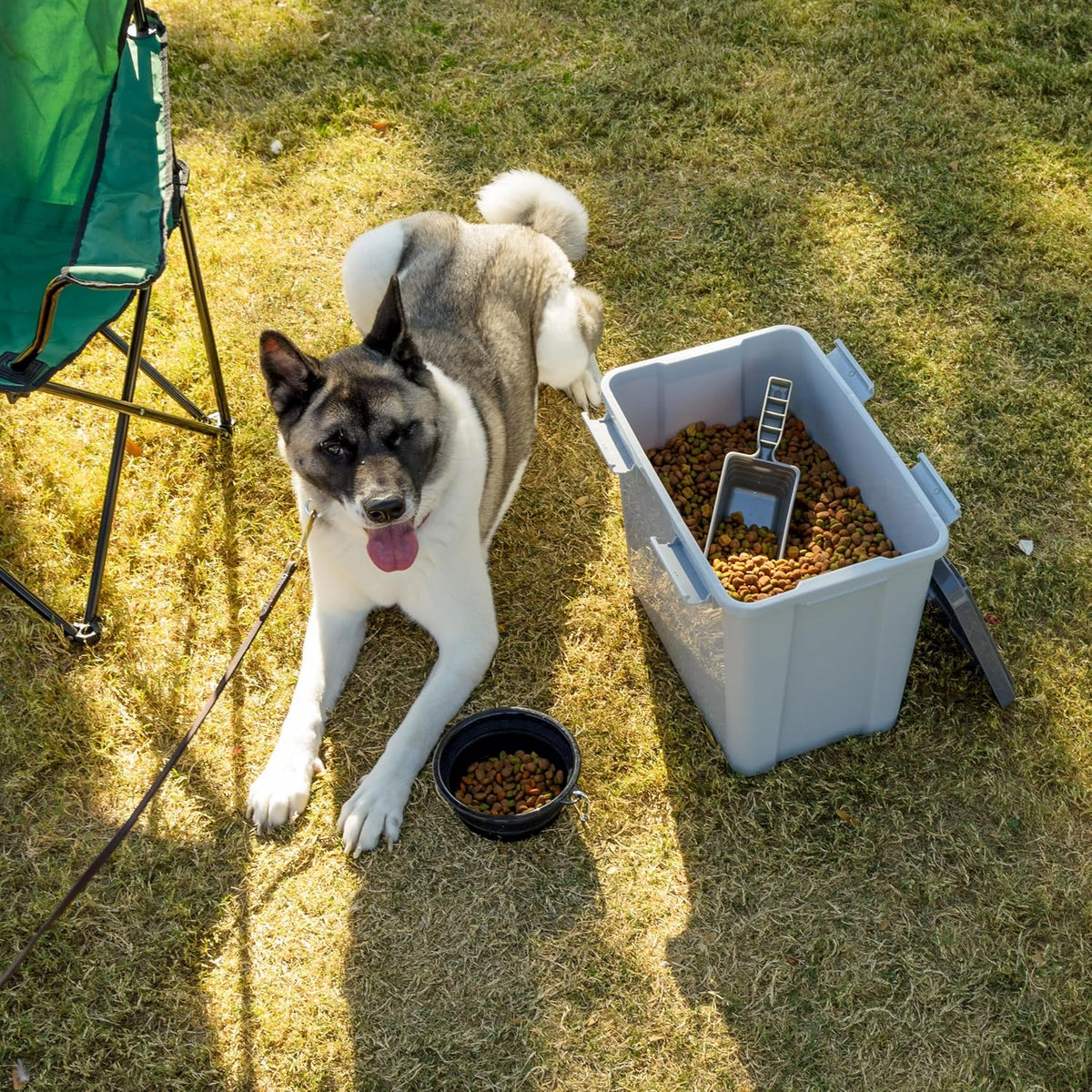 IRIS USA Stackable Dog Food Storage Container with 2 Cup Scoop, 4 Secure Latches, Fits up to 30 lbs, Pet Dry Food Bin, Gasket Seal Lid, BPA Free, Stackable, Easy Measure, Gray/Dark Gray - Image 11