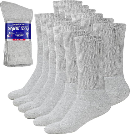 Debra Weitzner Diabetic Socks 6 Pairs Grey front view for circulation support.