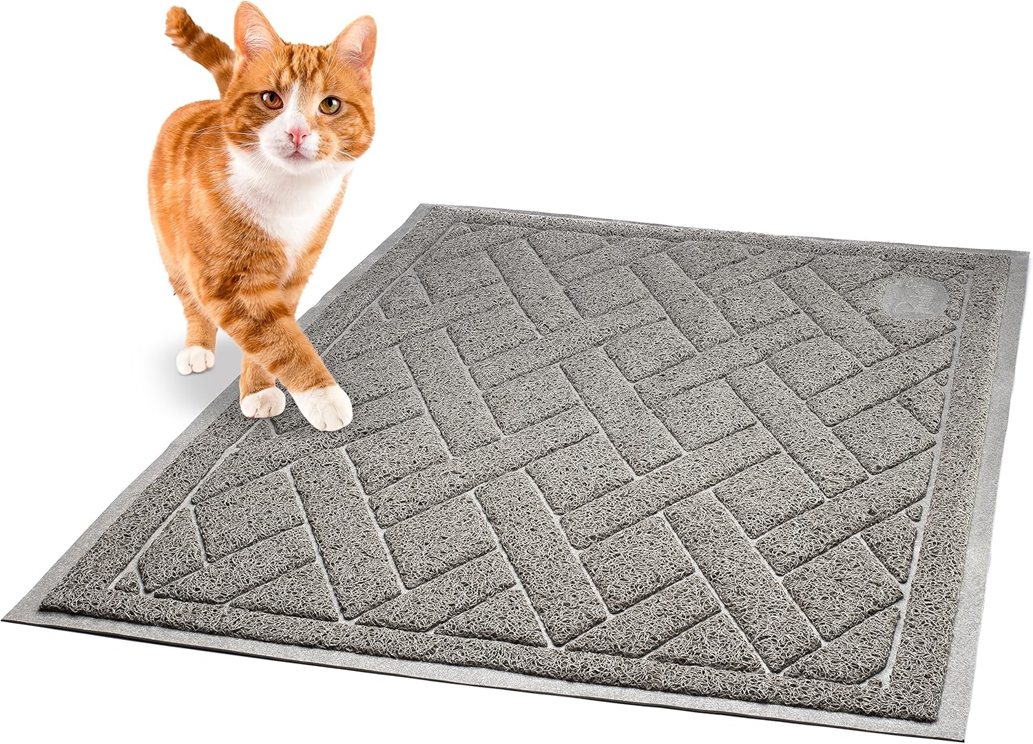 Pawkin non toxic PVC cat litter tray mat showing textured mesh close up
