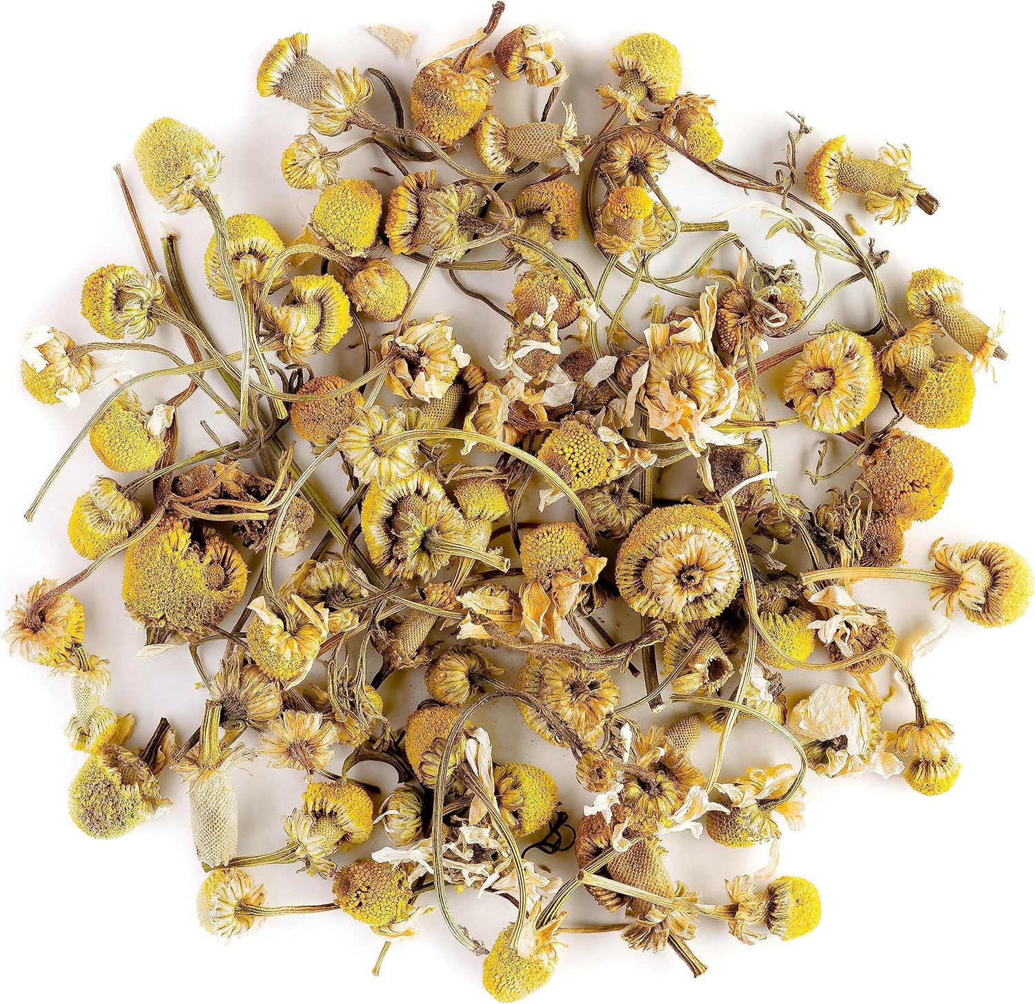 Valley of Tea Organic Chamomile Flowers front packaging showing loose leaf herbal tea.