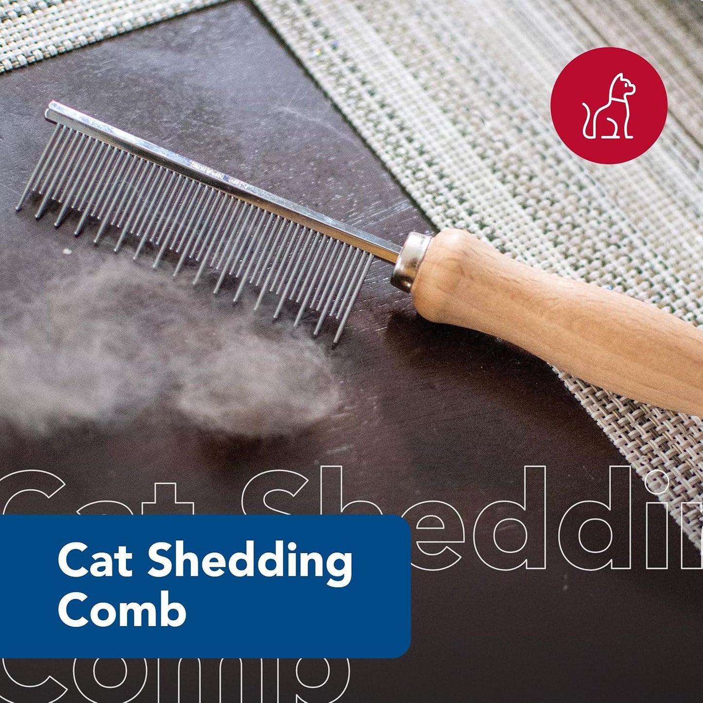 Close up of the rounded tips on the metal teeth of the Safari cat grooming tool