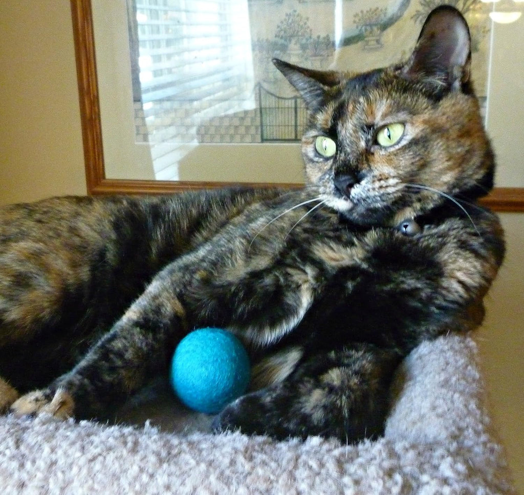 Earthtone Solutions quiet natural wool cat toys close up showing soft fiber texture