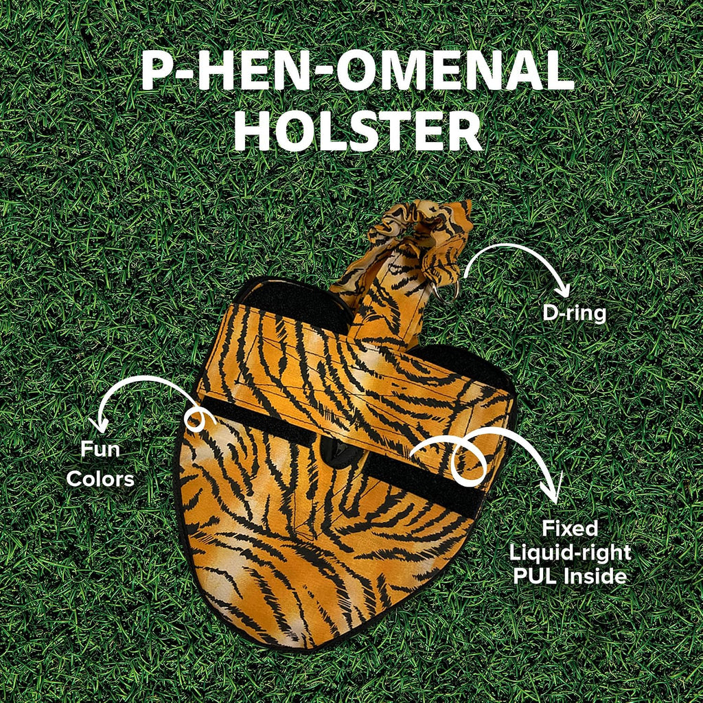 Hen Holster bird harness featuring integrated metal D ring