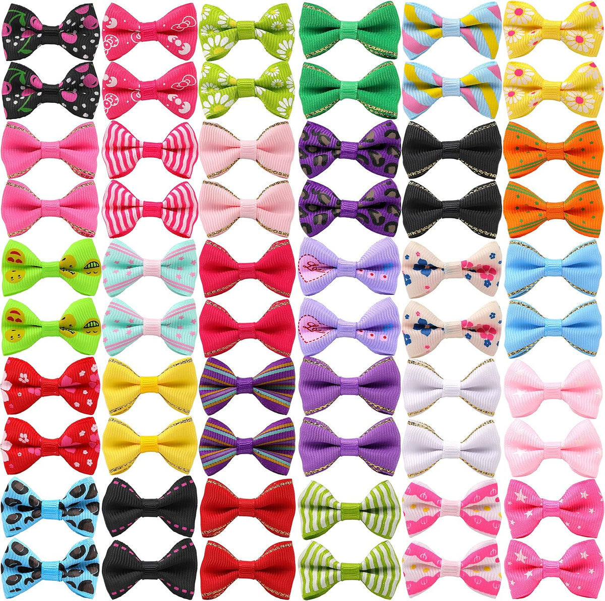 Yaka 60 piece puppy dog bowknot hair clips set front view