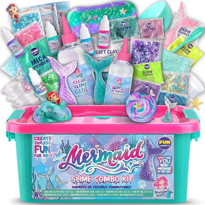 Fun Kidz mermaid slime kit front view packaging box with ocean theme