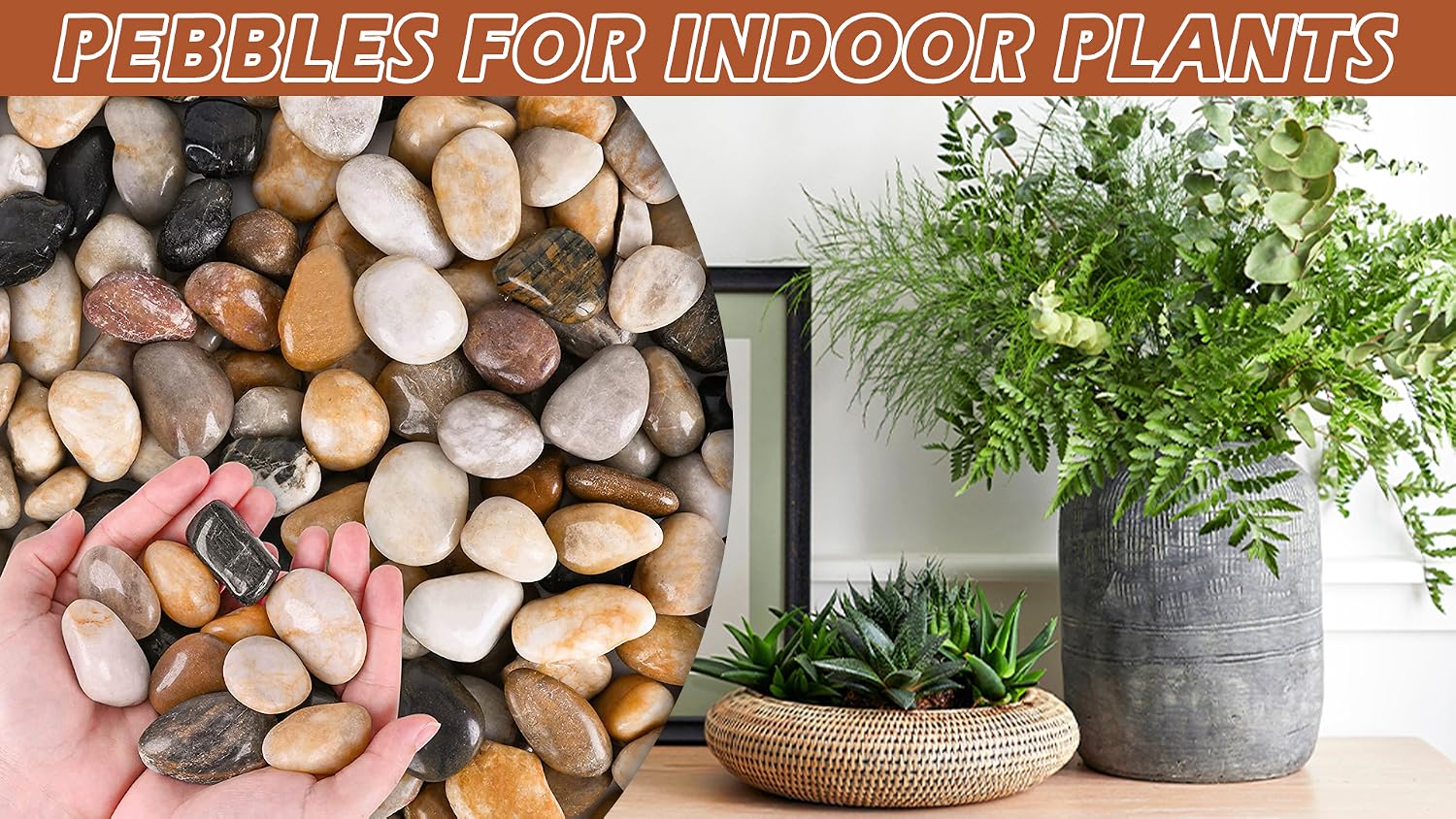 Bag of 11.25 pound river rocks for landscaping
