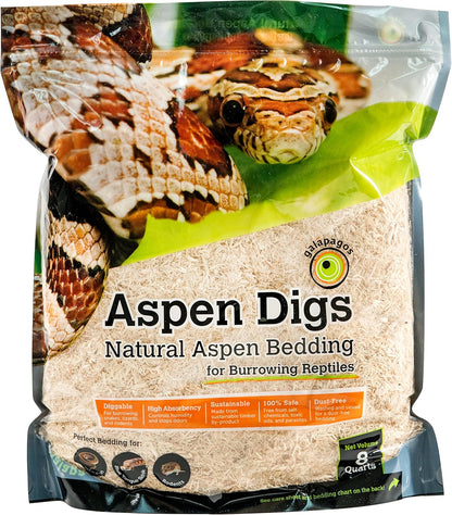 Galapagos Aspen Digs Shavings Bedding front view pack premium reptile substrate