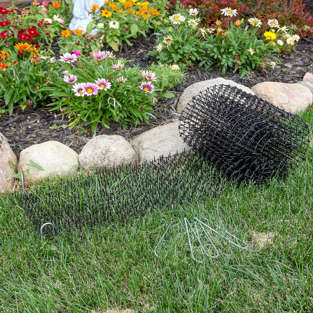 Garden staples included with Tapix cat scat mat for secure anchoring