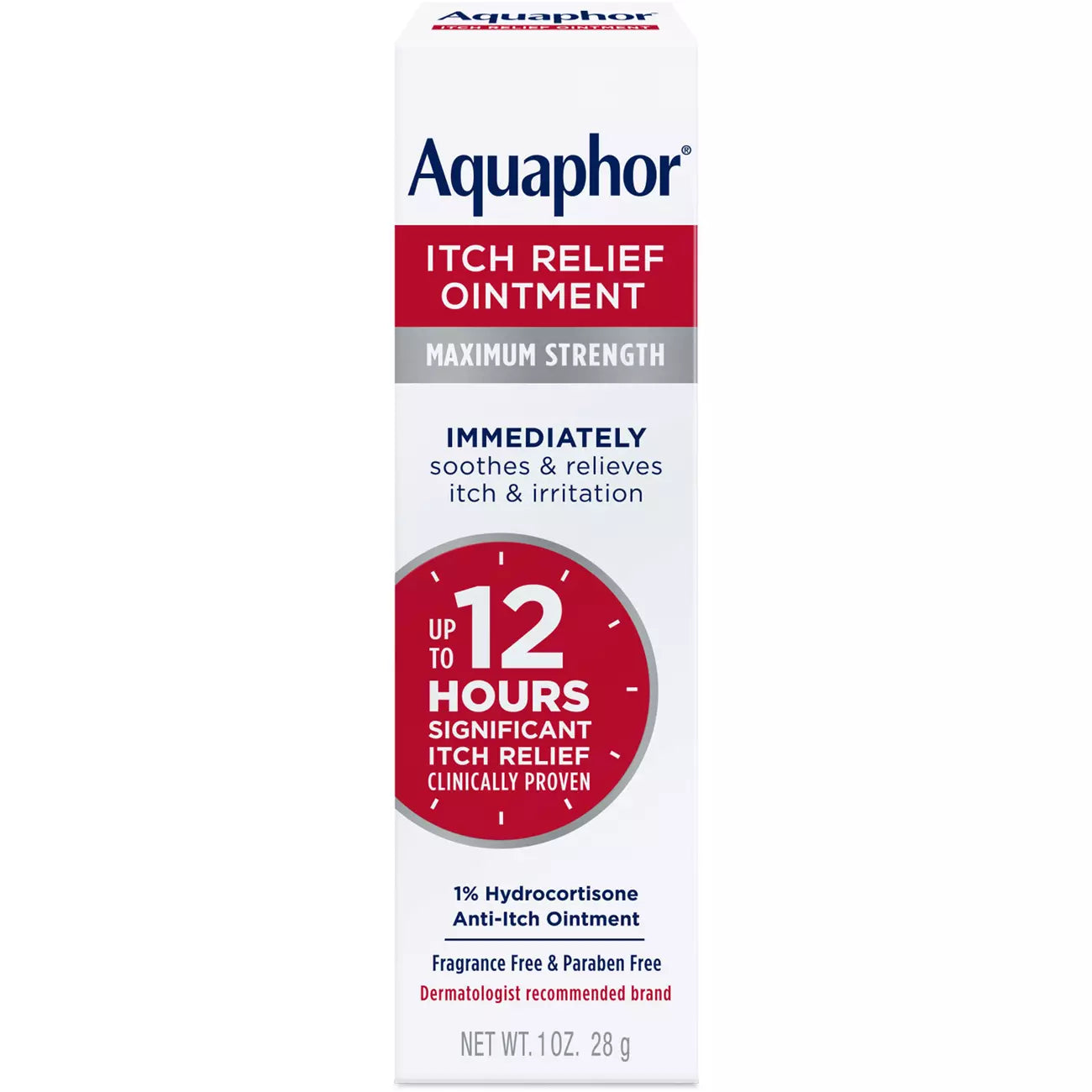 Aquaphor Itch Relief Ointment Maximum Strength One Percent Hydrocortisone Anti Itch Treatment For Skin Irritation And Eczema 56g