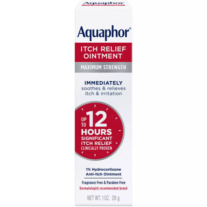 Aquaphor Itch Relief Ointment Maximum Strength One Percent Hydrocortisone Anti Itch Treatment For Skin Irritation And Eczema 56g