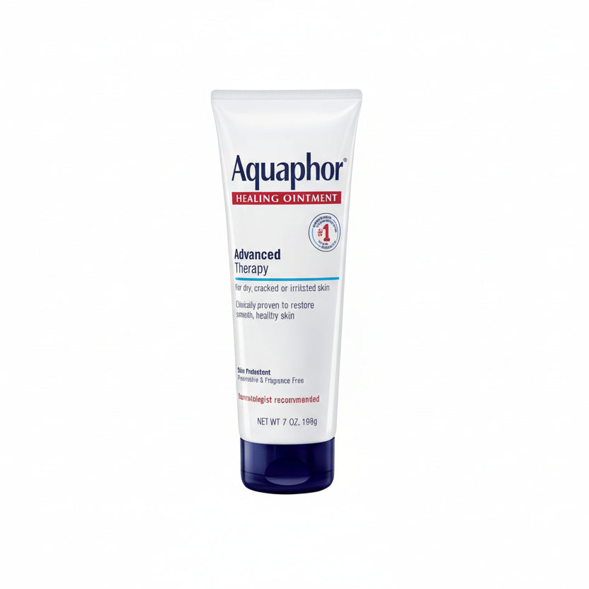 Aquaphor Healing Ointment Advanced Therapy Seven Ounce tube front view skin protectant moisturizer