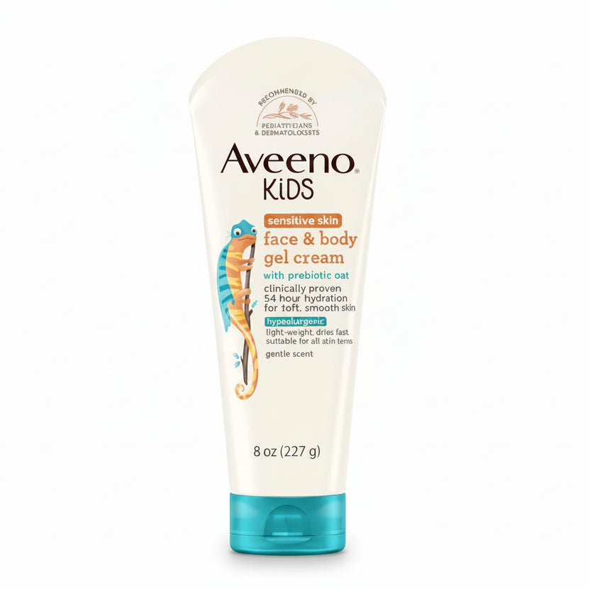 Aveeno Baby Kids Sensitive Skin Face And Body Gel Cream 227 Grams front view package