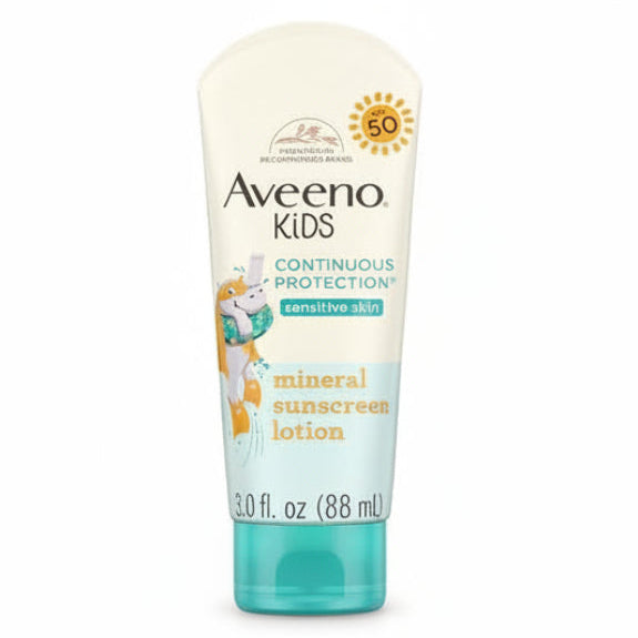 Aveeno Kids Continuous Protection Zinc Oxide Mineral Sunscreen Lotion front view