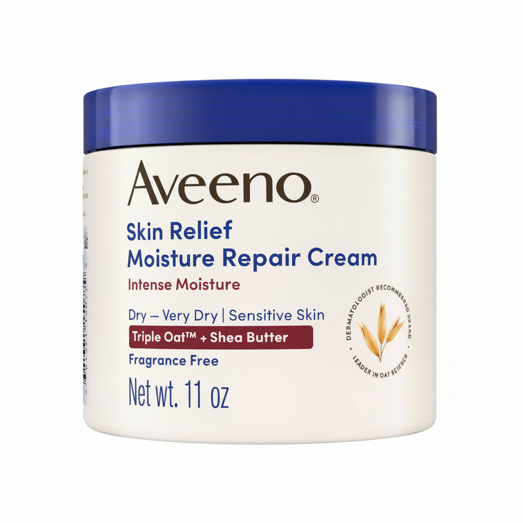 Aveeno Skin Relief Intense Moisture Repair Body Cream front view jar for dry skin
